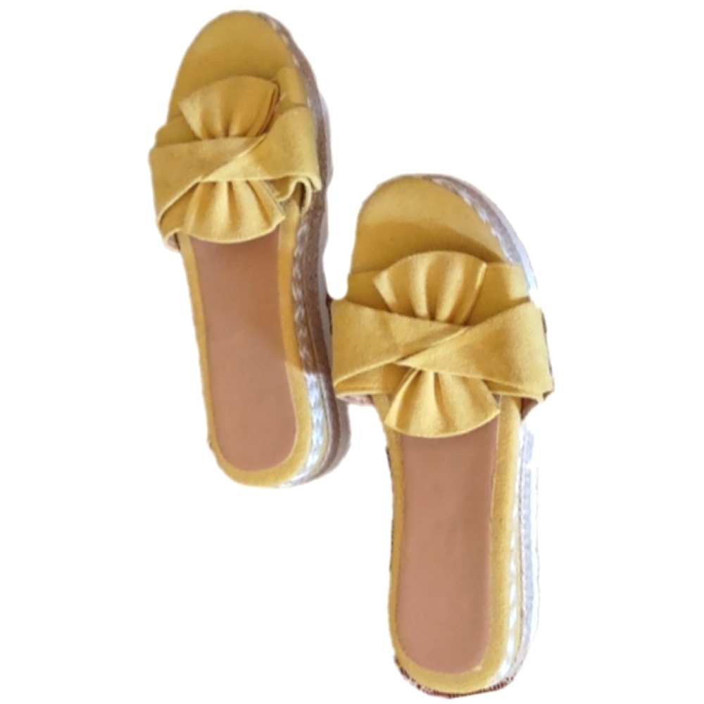 Yellow Wedge Sandals NWOT